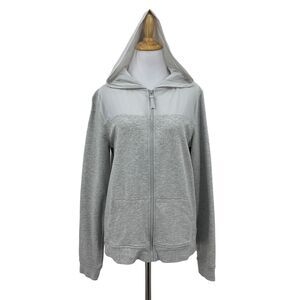 Victorias Secret Sport Mesh Panel Hoodie Womens XS Scalloped Edge Pockets Jacket